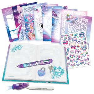 Deník se zámkem – s neviditelným fixem a UV svítilnou pro čtení – Isadora 7+