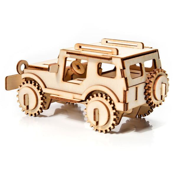 Dřevěné puzzle 3D model – Jeep