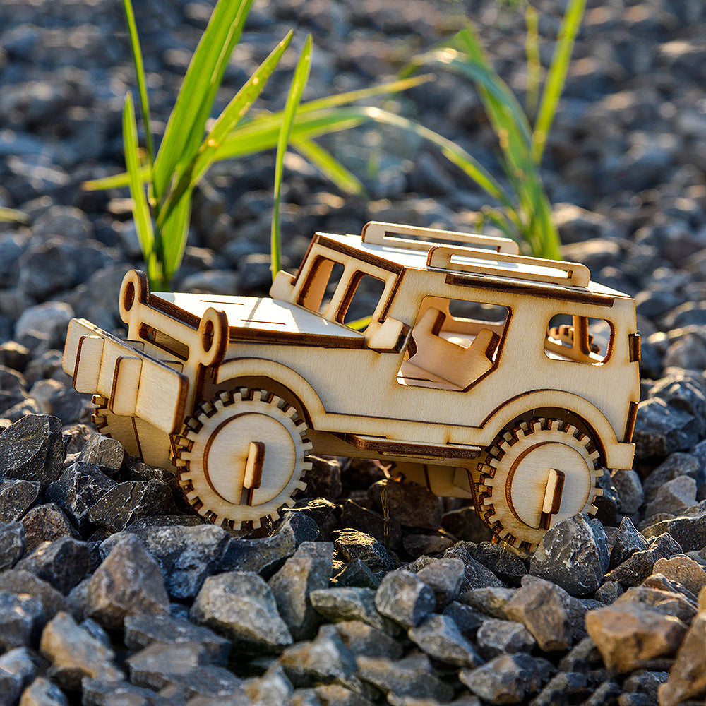 Dřevěné puzzle 3D model – Jeep