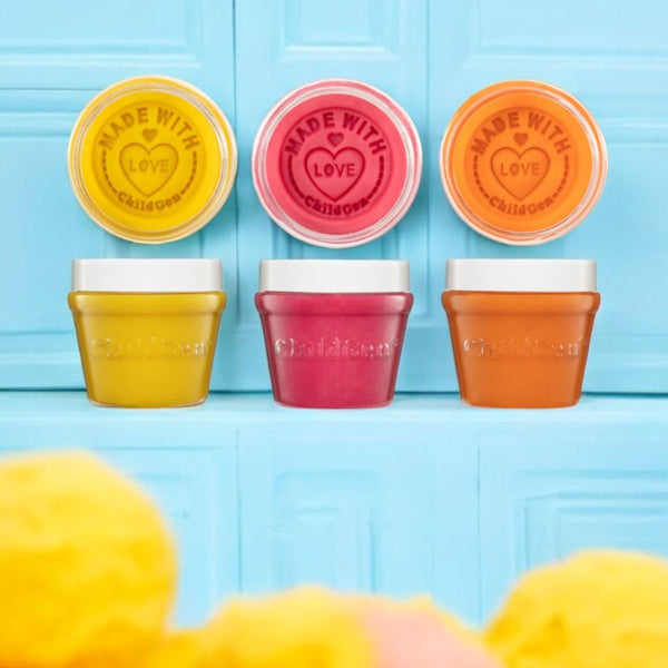 Natürliche Knete in Gläsern – Gelb, Rosa, Orange - Tublu.de