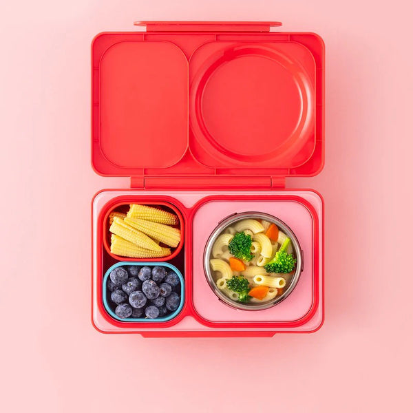 Dvě vzduchotěsné nádoby pro lunchbox OmieBox UP Dip – Pink Teal