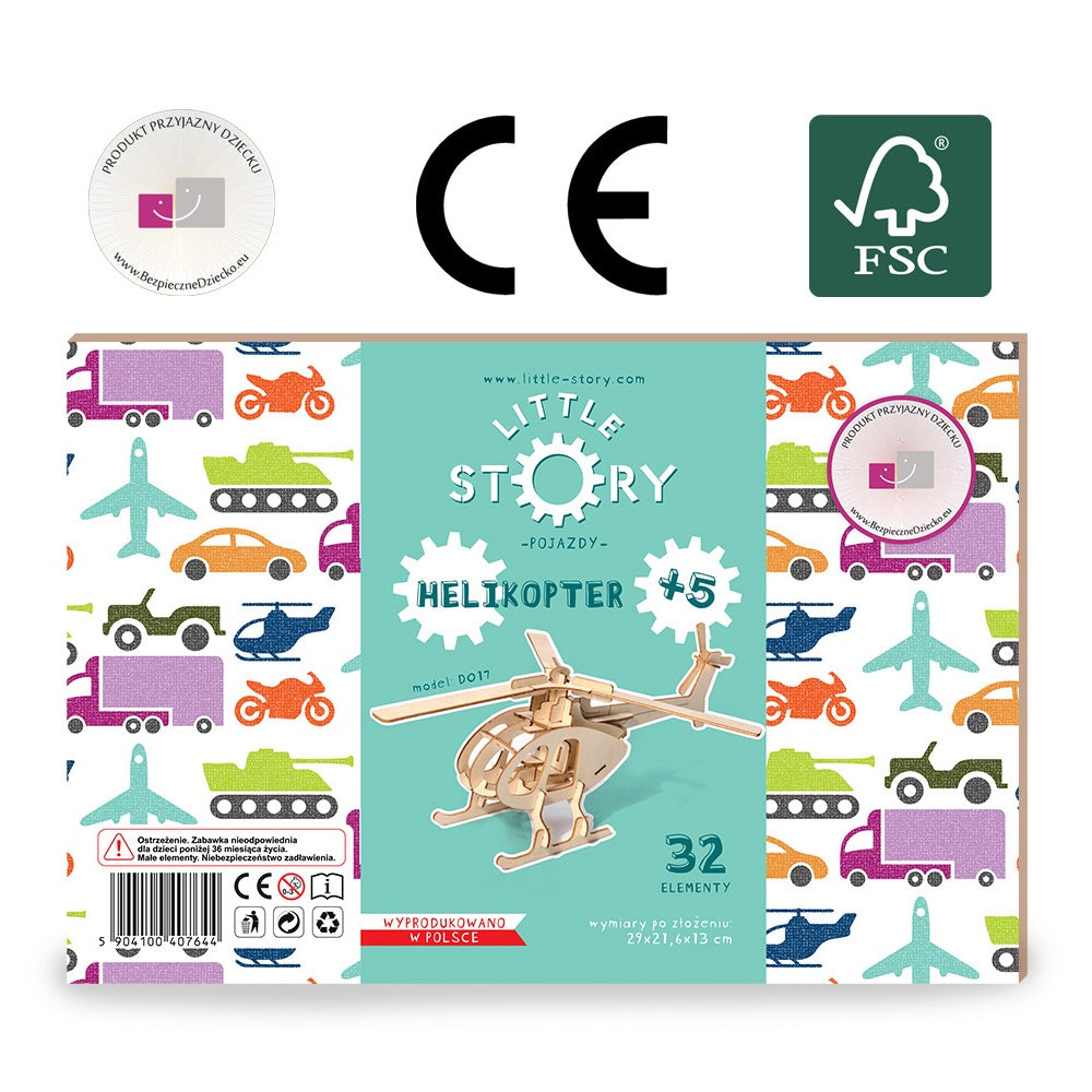Dřevěné puzzle 3D model – Vrtulník