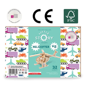 Dřevěné puzzle 3D model – Vrtulník