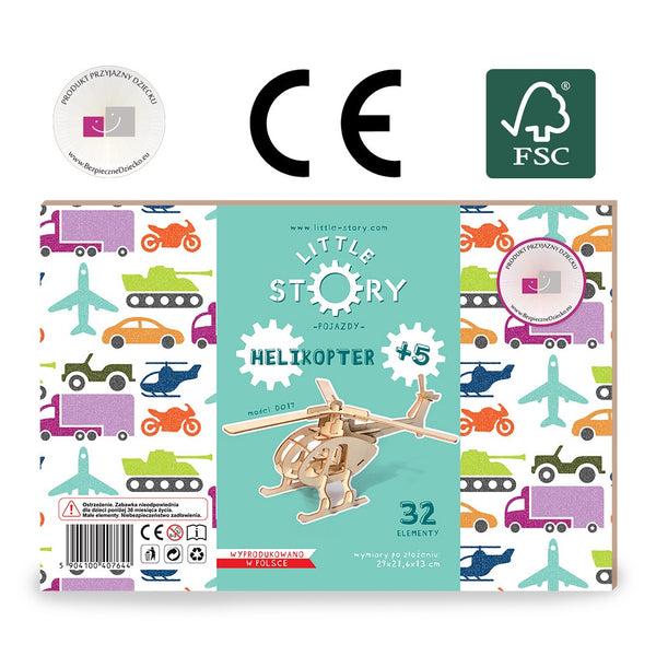 Dřevěné puzzle 3D model – Vrtulník