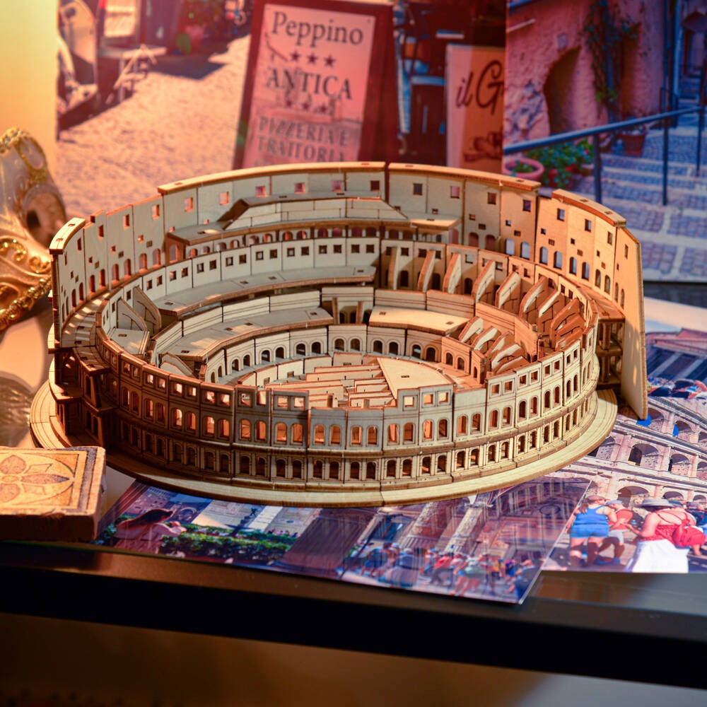 Dřevěné puzzle 3D model – Koloseum