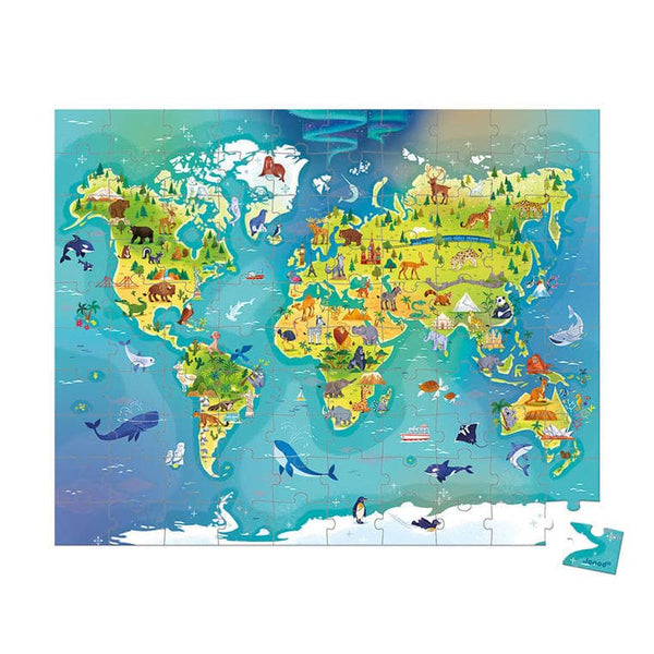 Puzzle v kufru, vyrobeno ve Francii – Mapa světa, 100 dílků