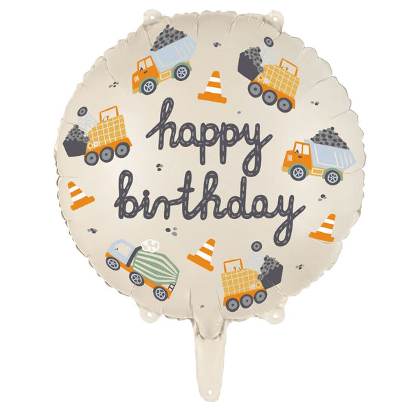Fóliový balónek – Stavební stroje Happy Birthday 45 cm