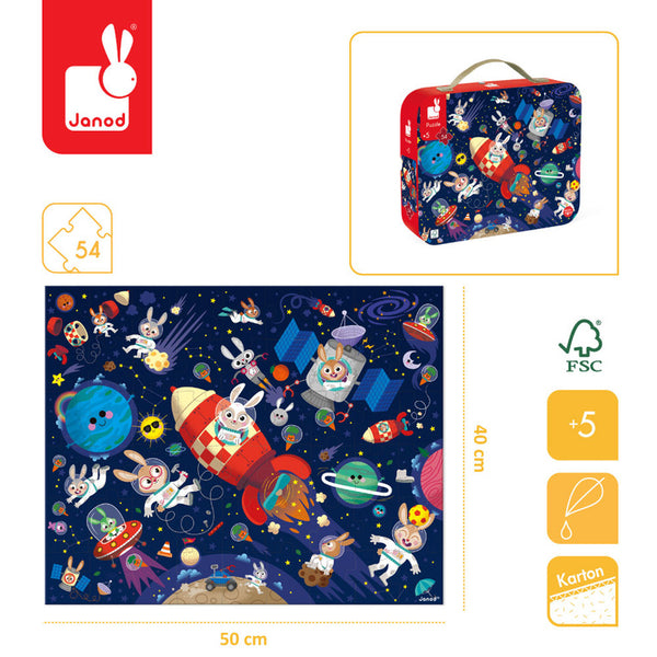 Puzzle v kufříku Made in France – Vesmírná raketa 54 dílků 5+