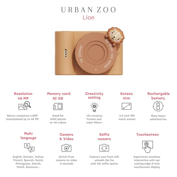 Digitální fotoaparát pro děti Full HD Urban Zoo – Lev