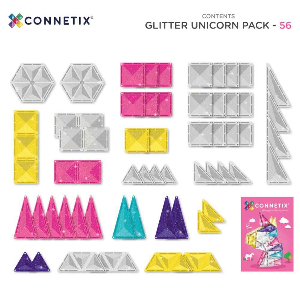 Magnetické kostky – Glitter Unicorn Pack 56 dílků