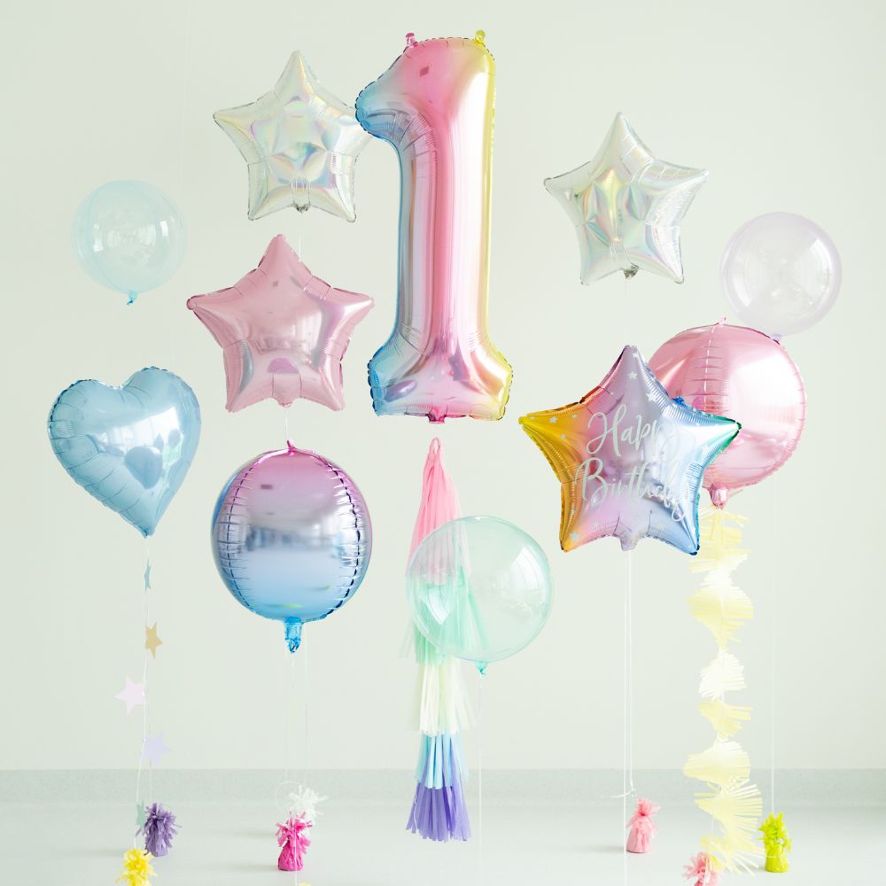 Fóliový balónek 86 cm – Číslo 1, pastelový, duhový