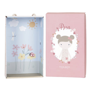 Hadrová panenka Rosa 35 cm – mazlicí panenka z kolekce Little Pink Flowers