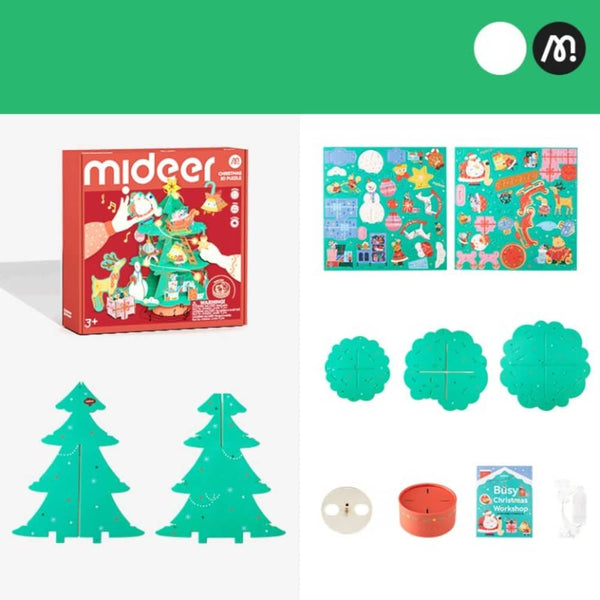 3D vánoční puzzle s otočným mechanismem a hracím strojkem
