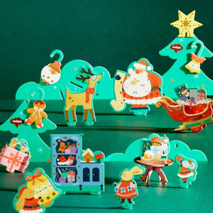 3D vánoční puzzle s otočným mechanismem a hracím strojkem