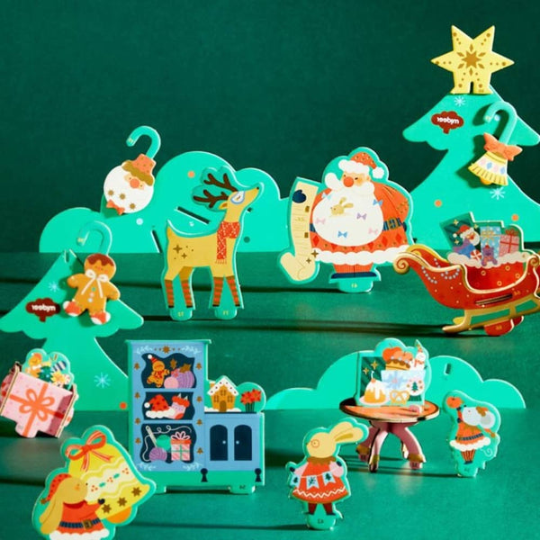 3D vánoční puzzle s otočným mechanismem a hracím strojkem