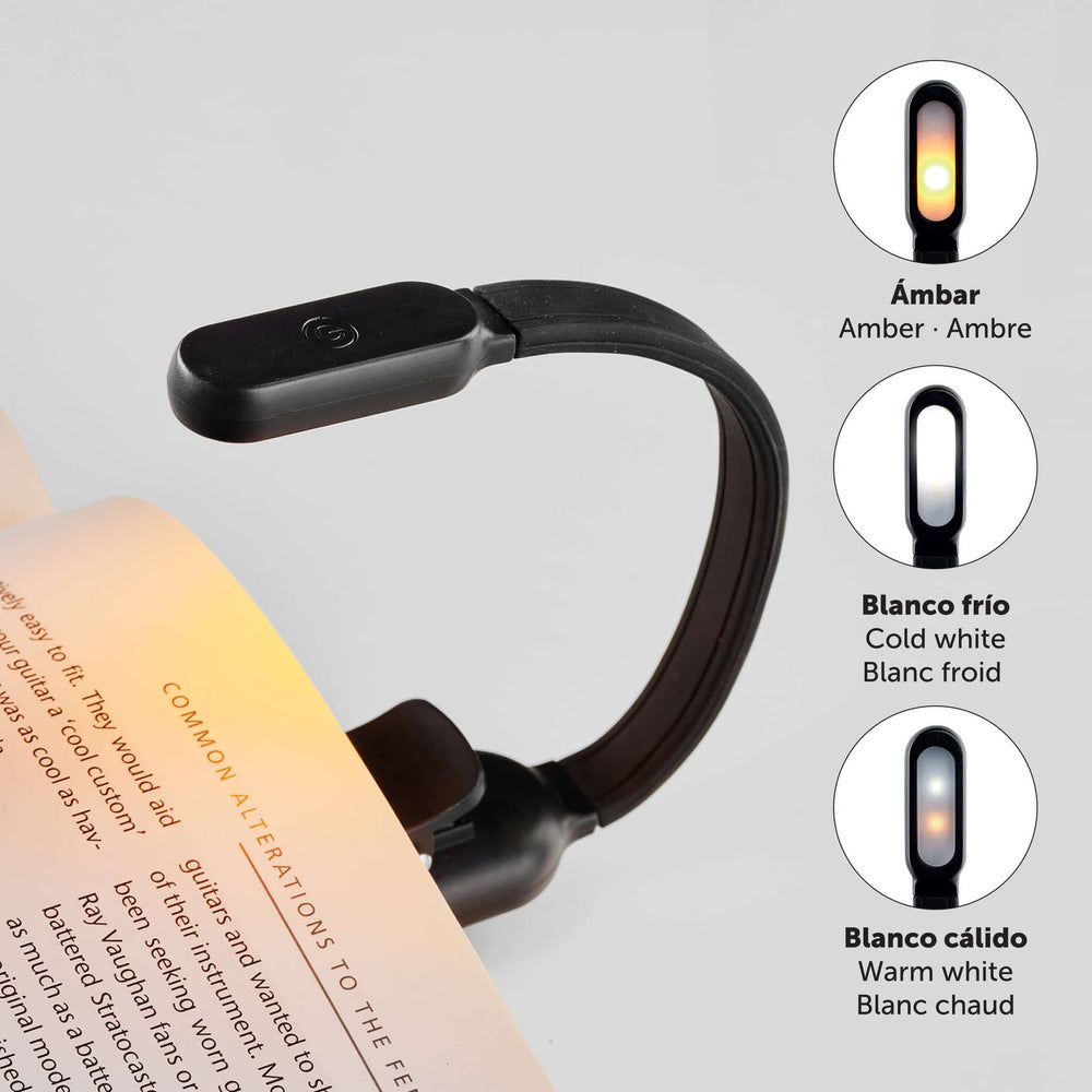 LED lampička na čtení knih s USB připojením – černá