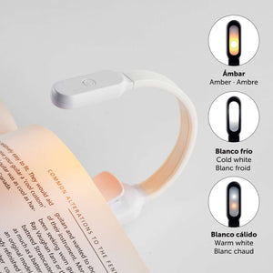 LED lampička na čtení knih s USB připojením – bílá