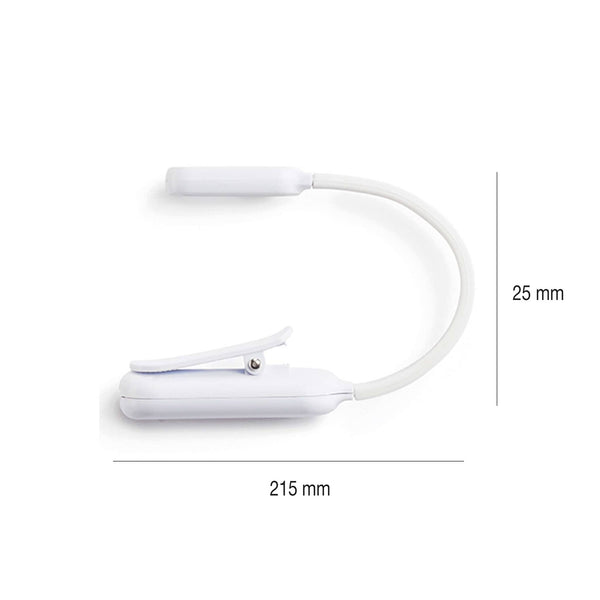 LED lampička na čtení knih s USB připojením – bílá