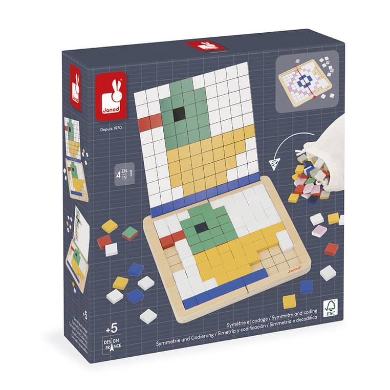 Dřevěné puzzle Mosaik Pixel – symetrie a kódování 4v1 5+