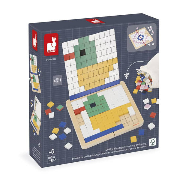 Dřevěné puzzle Mosaik Pixel – symetrie a kódování 4v1 5+