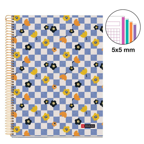 Spirálový zápisník A4 Square It - 120 listů čtverečkovaný (4 barevné segmenty)