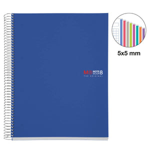 Spirálový zápisník A4 Blue - 200 listů čtverečkovaný (8 barevných segmentů)