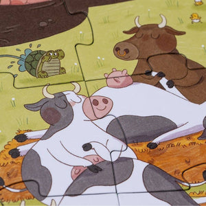 Pozorovací puzzle Farmtastic - 36 dílků v krabici ve tvaru traktoru