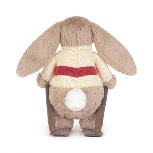 Plyšový béžový zajíček na lyžích (20 cm)