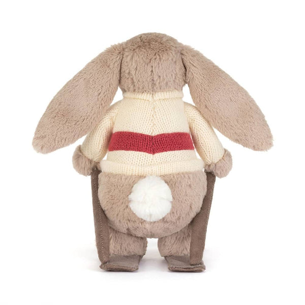 Plyšový béžový zajíček na lyžích (20 cm)