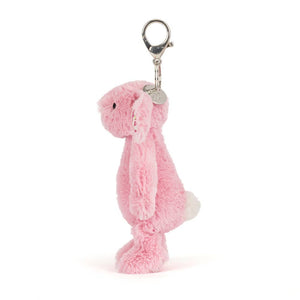 Přívěsek na klíče zajíček – růžový s květinovým vzorem (18 cm)