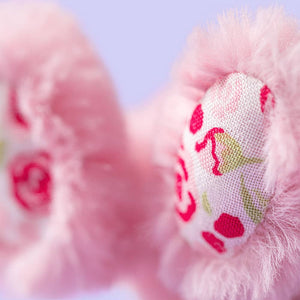 Přívěsek na klíče zajíček – růžový s květinovým vzorem (18 cm)