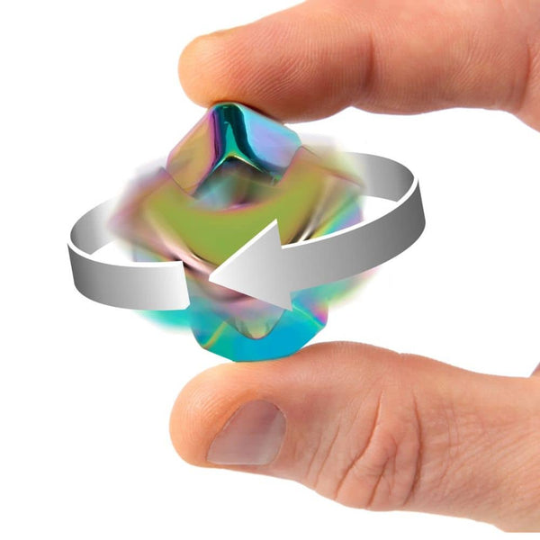 Hračka na procvičení obratnosti – Fidget Cube Spinner – vícebarevná/metalická