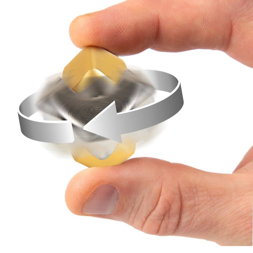 Hračka na procvičení jemné motoriky – Fidget Cube Spinner – stříbrná/zlatá