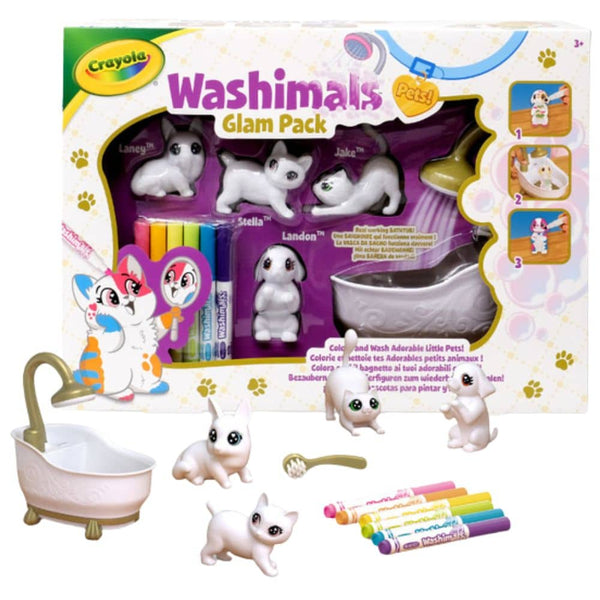 Sada figurek k malování a mytí – Washimals, Glam kočky (4 figurky)