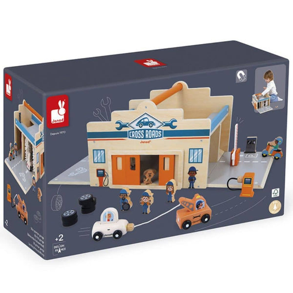 Sklápěcí dřevěná garáž s figurkami – Cross Roads 2+