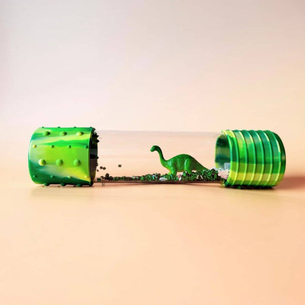DIY Senzorická láhev - Dinosaurus s figurkou a třpytkami