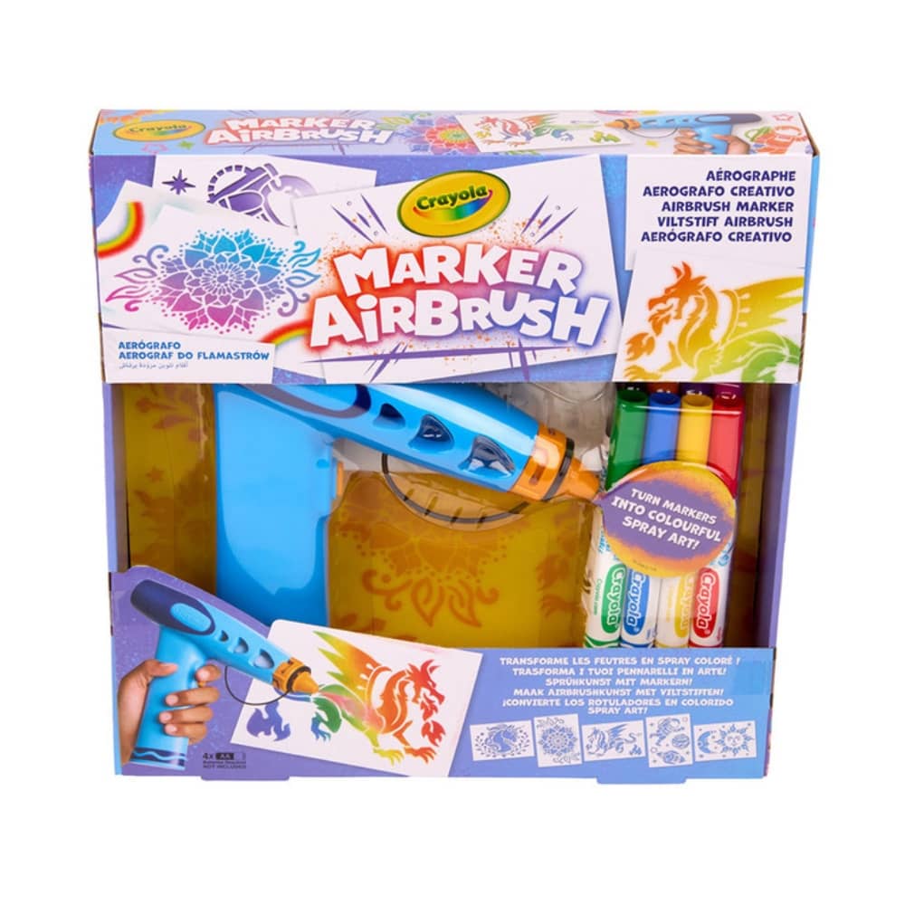 Elektrická airbrush pro děti s omyvatelnými fixami – sada Colour Me