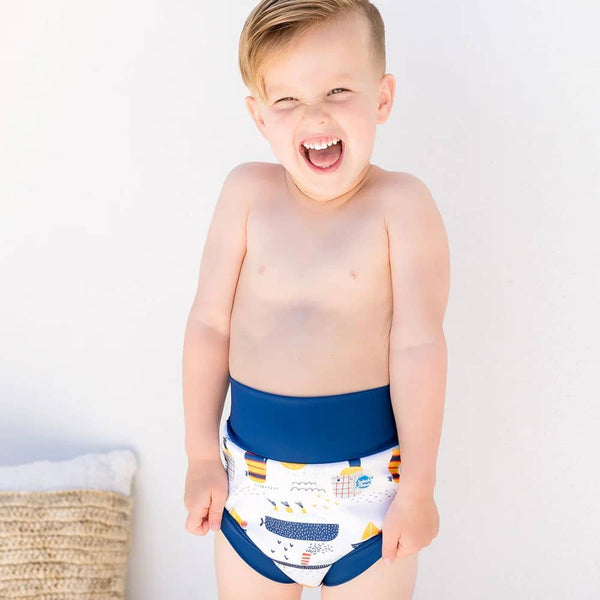 Plenkové plavky Happy Nappy DUO pro 2–3leté – Tug Boats (XXL)