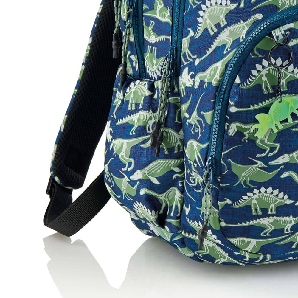 Tříkomorový batoh svítící ve tmě - dinosaurus 27 l