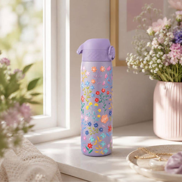 Ocelová láhev 600 ml ION8 - Delicate Floral