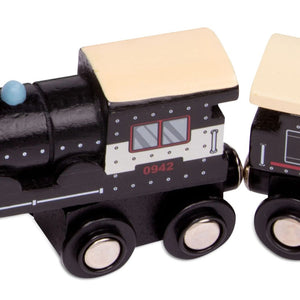 Dřevěné osobní vlaky s magnety, sada 6 dílů