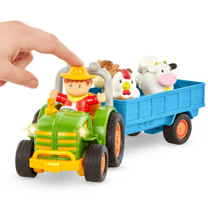 Traktor s přívěsem, zemědělec a zvířata Battat – Farming Fun Tractor
