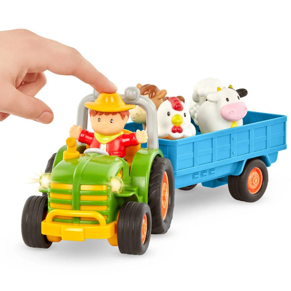 Traktor s přívěsem, zemědělec a zvířata Battat – Farming Fun Tractor