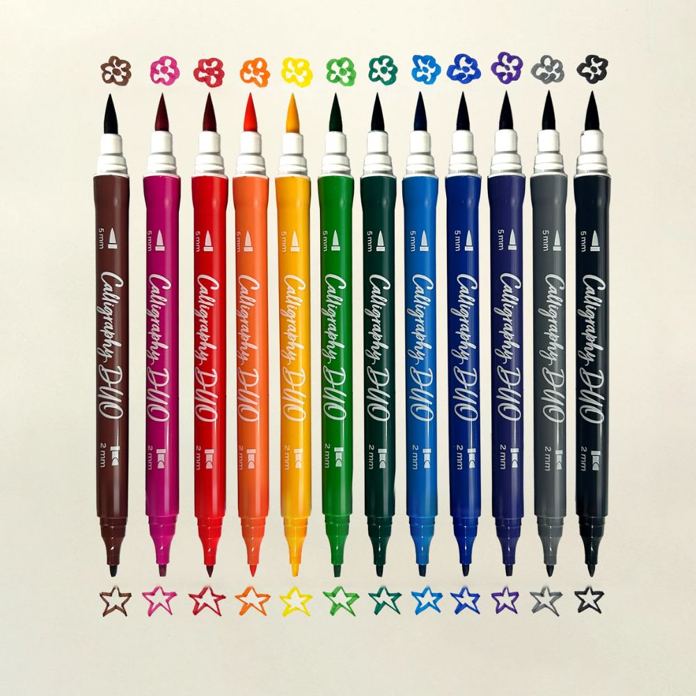 Kalligrafické fixy Calligraphy Duo Ooly, 12 kusů