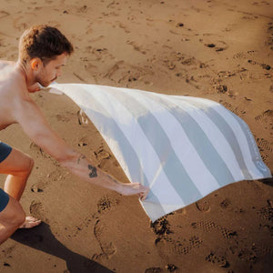 Rychleschnoucí ručník - SoftFibre Recycled, Beige Stripe (150 × 90 cm)
