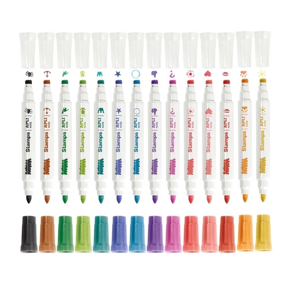 Razítkovací filcové fixy pro děti – Dual-Marker (14 barev)
