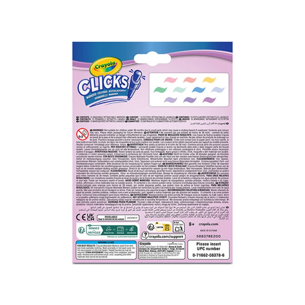 Pastelové samopisy – omyvatelné, Clicks, 10 kusů