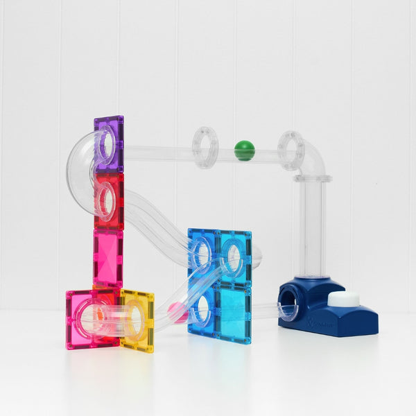 Magnetické stavební kostky – Ball Run Launcher Pack, 47 dílů