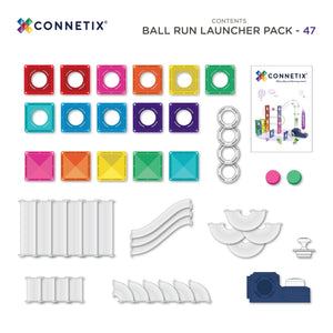 Magnetické stavební kostky – Ball Run Launcher Pack, 47 dílů