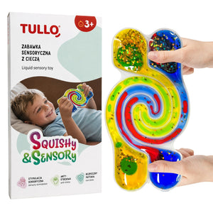 Senzorická hračka na stisknutí - Senzorický tunel Squishy s kapalinou – Barevný
